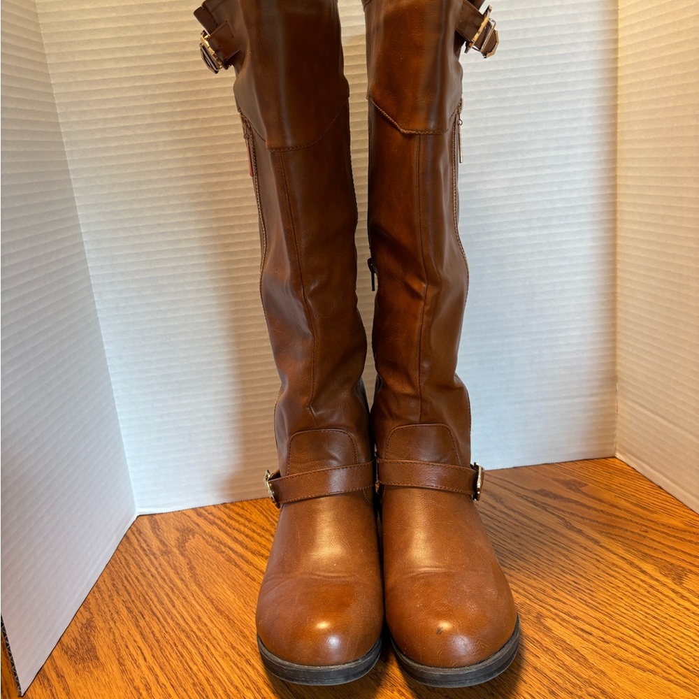 Journee Collection Brown Over the Knee Boots Equestrian Style